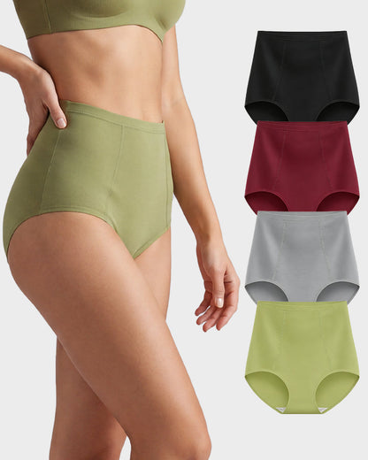 High-Waist Cotton Support Briefs for Women (4 Pack)