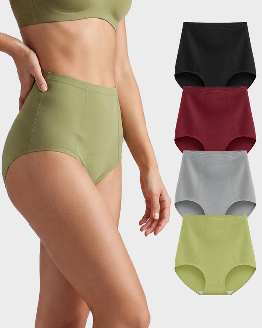 High-Waist Cotton Support Briefs for Women (4 Pack)