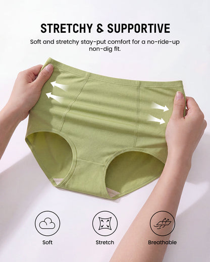 High-Waist Cotton Support Briefs for Women (4 Pack)