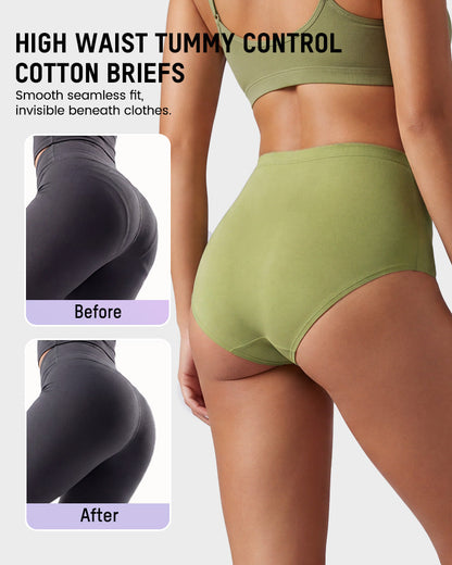 High-Waist Cotton Support Briefs for Women (4 Pack)