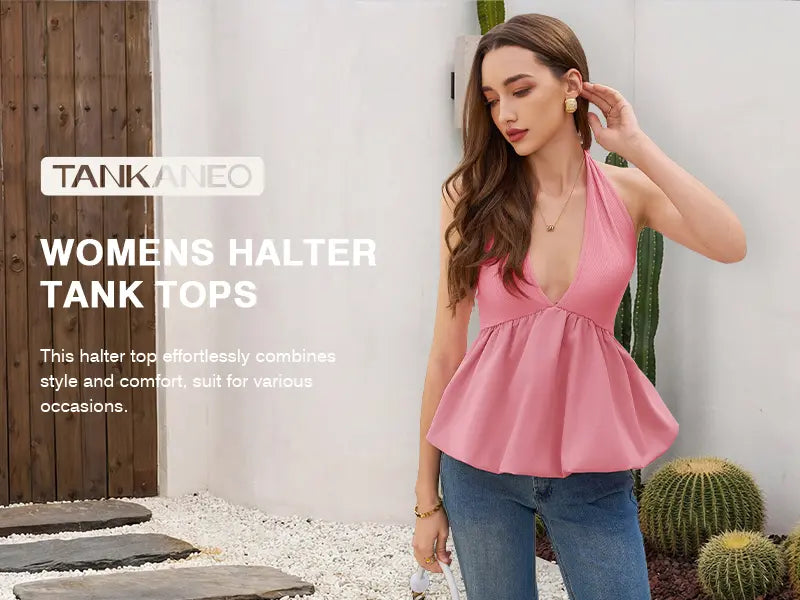 Women's Tie-Back Halter Summer Top