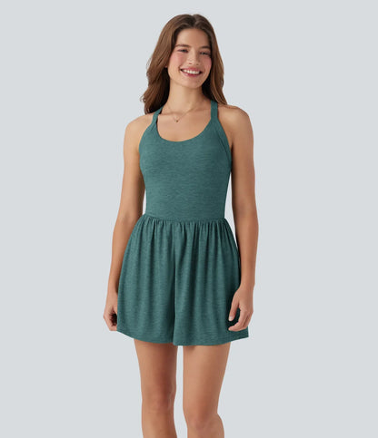 Backless Twisted Side Pocket 2-in-1 Resort Romper-Easy Peezy Edition