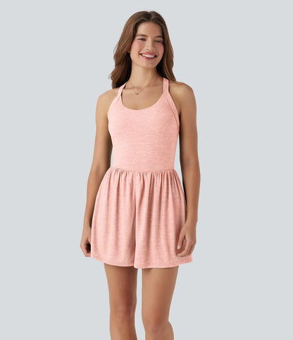 Backless Twisted Side Pocket 2-in-1 Resort Romper-Easy Peezy Edition