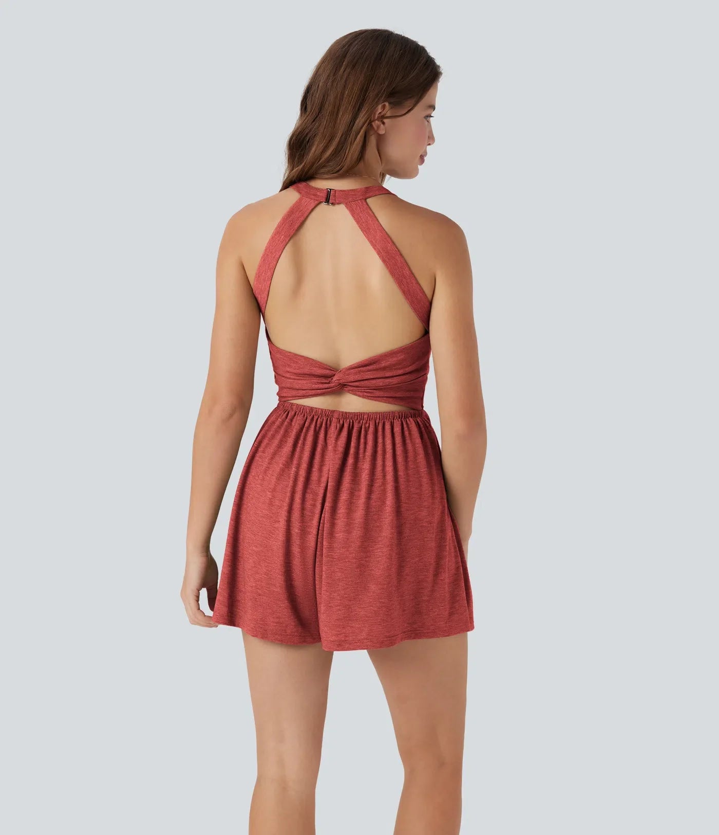 Backless Twisted Side Pocket 2-in-1 Resort Romper-Easy Peezy Edition