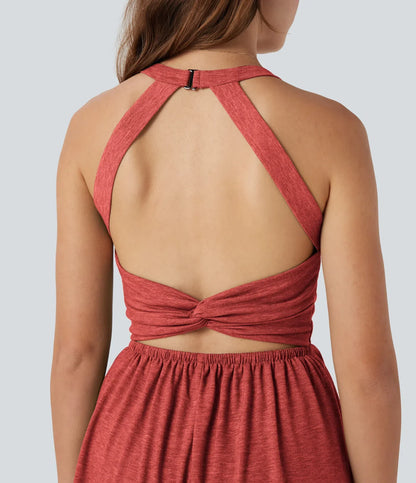Backless Twisted Side Pocket 2-in-1 Resort Romper-Easy Peezy Edition
