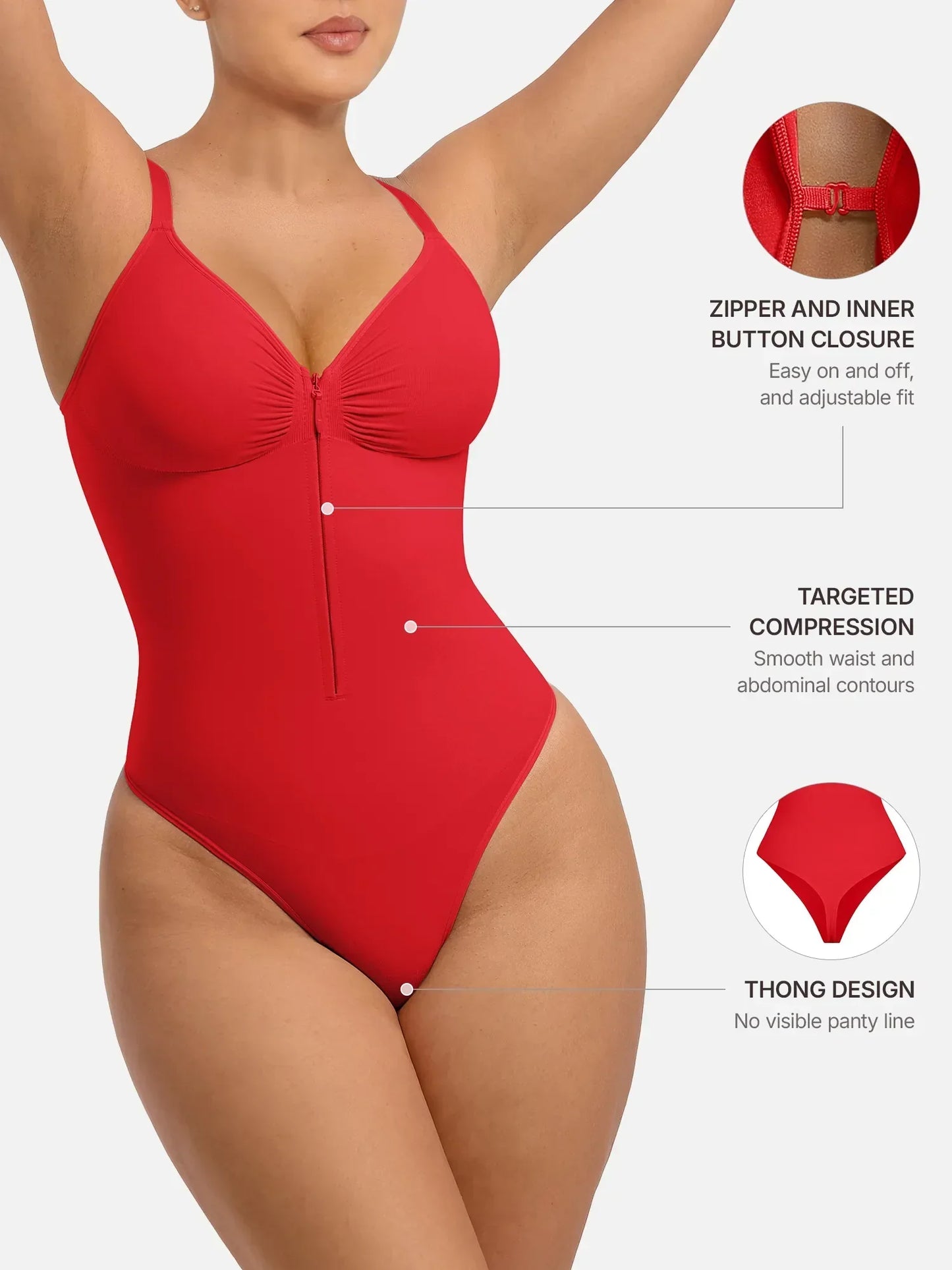 Shapecurve Tummy Control Seamless Zipper Shaping Bodysuit