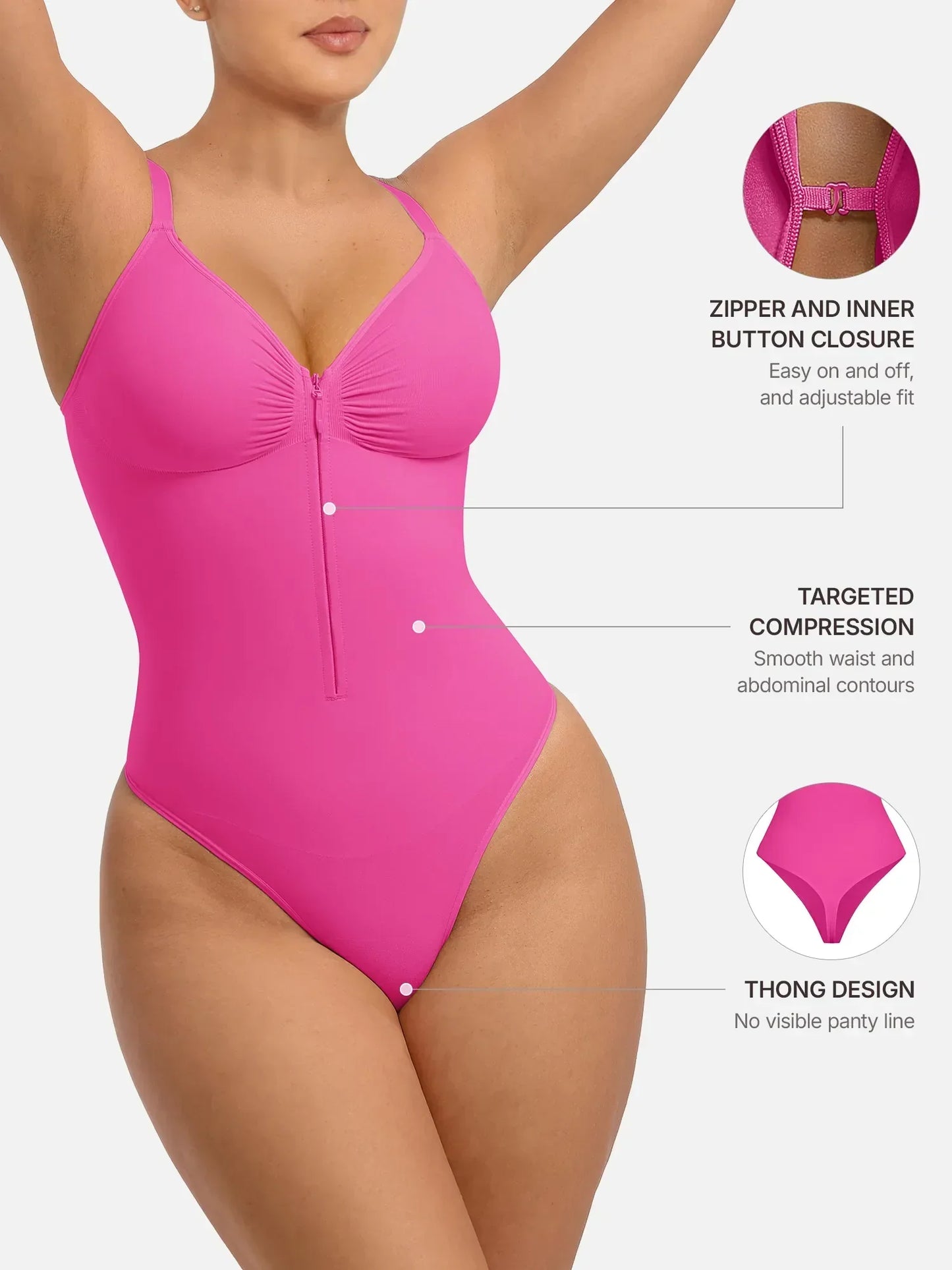 Shapecurve Tummy Control Seamless Zipper Shaping Bodysuit