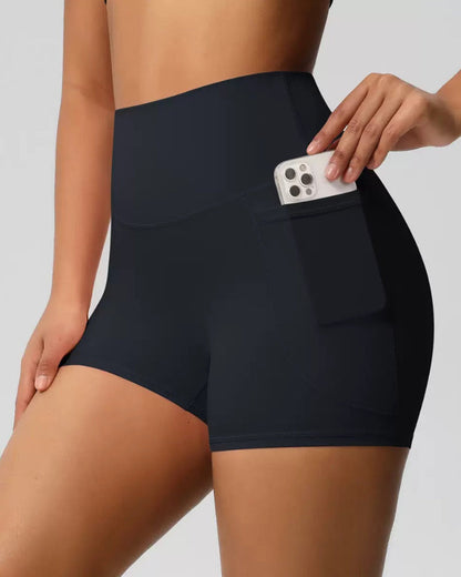 High-Waisted Tummy Control Athletic Shorts with Side Pockets