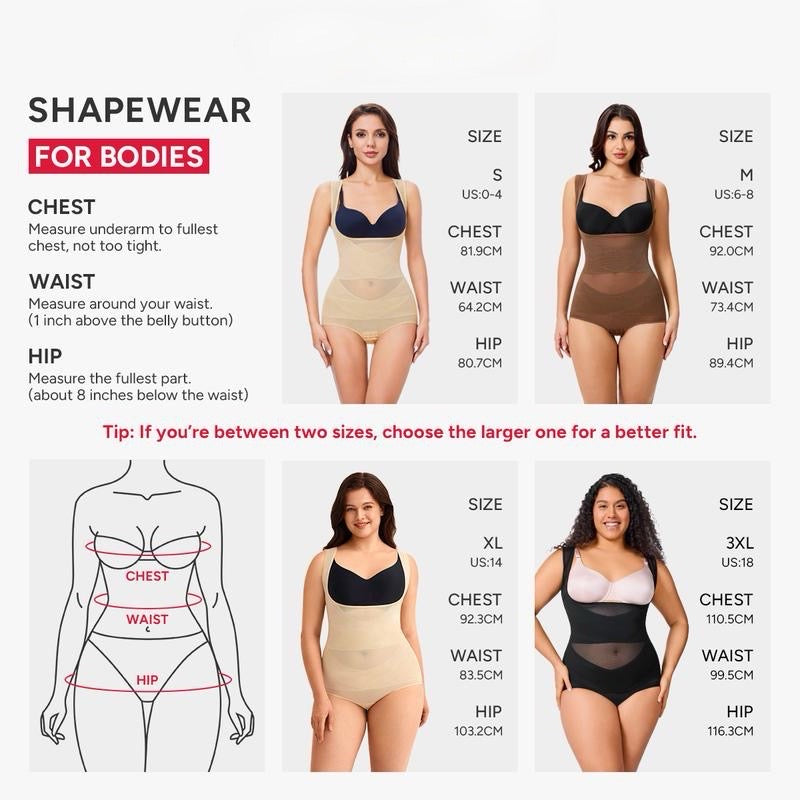Shapecurve Shapewear Bodysuit Mesh Breathable, Invisible Tummy Control
