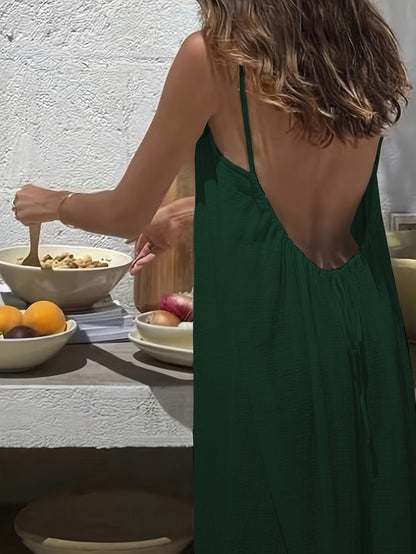 Women’s Chic Solid Color Backless Cami Dress