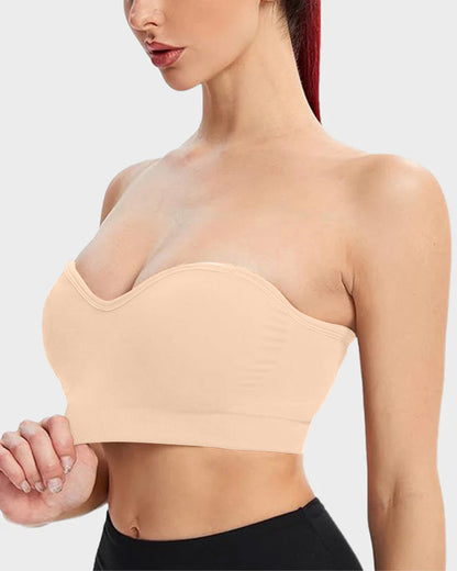 Wireless Strapless Bandeau Bra with Anti‑Slip Silicone Support