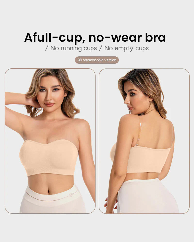 Wireless Strapless Bandeau Bra with Anti‑Slip Silicone Support