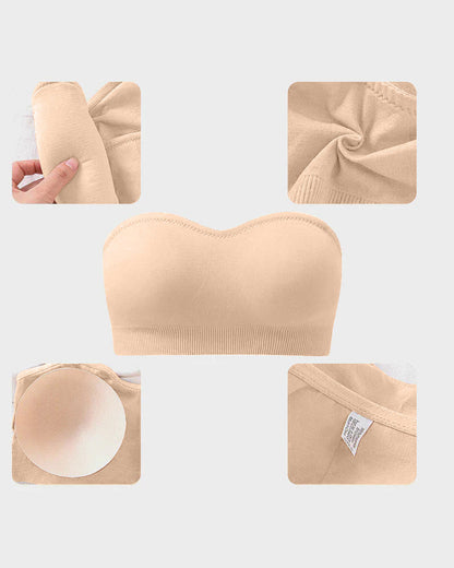 Wireless Strapless Bandeau Bra with Anti‑Slip Silicone Support