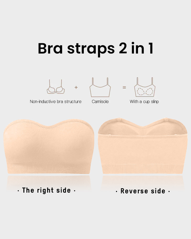 Wireless Strapless Bandeau Bra with Anti‑Slip Silicone Support