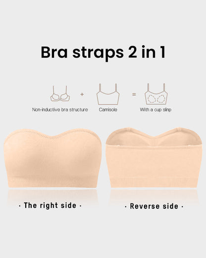 Wireless Strapless Bandeau Bra with Anti‑Slip Silicone Support