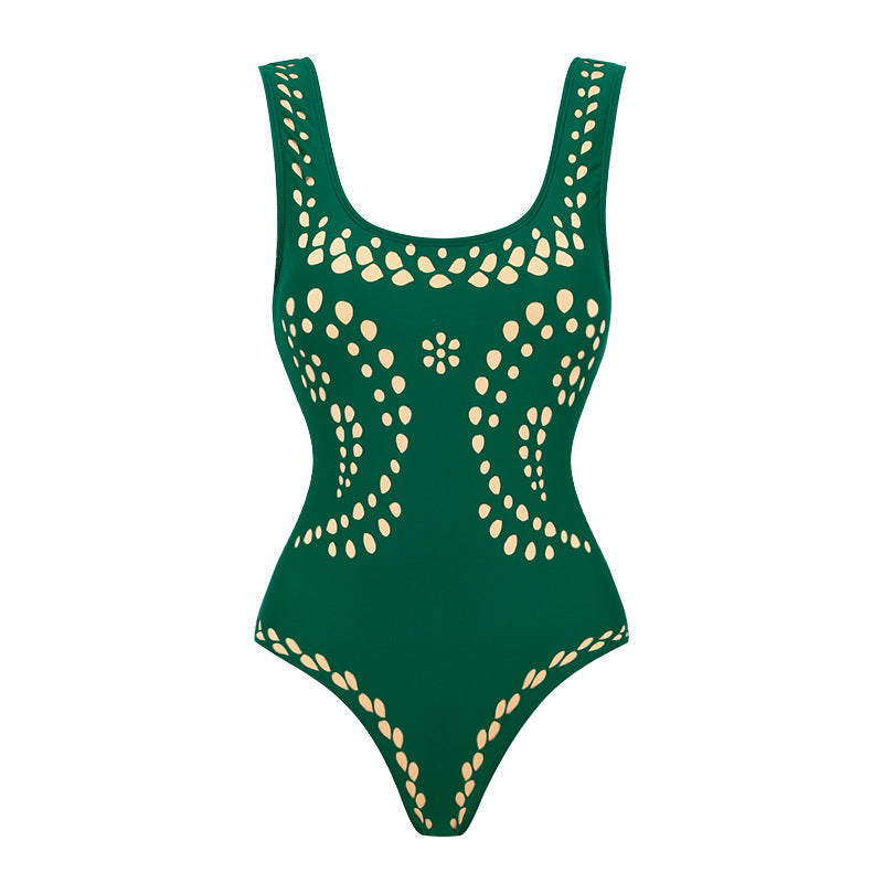 Fashionable And Sexy Hollow Pattern One-Piece Swimsuit Set