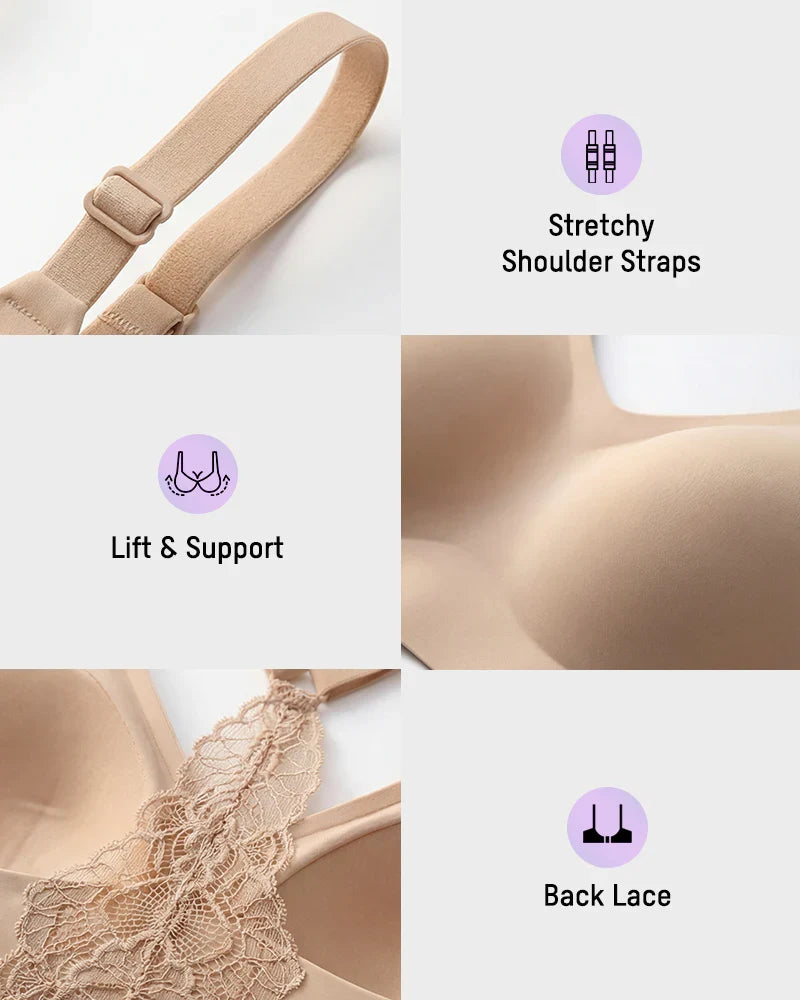 Wireless Seamless Lace Jelly Bralette with Light Padding