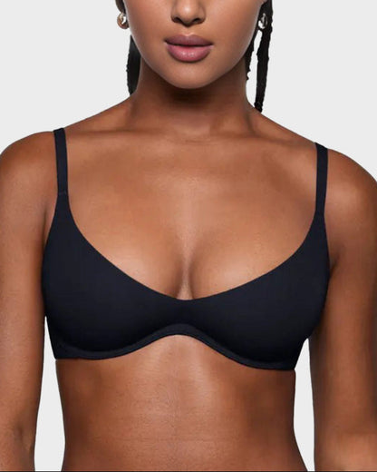 Unlined Plunge Balconette Bra with Underwire