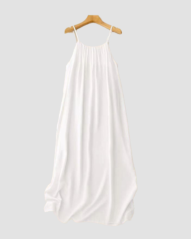 Women’s Elegant Solid Color Backless Slip Dress