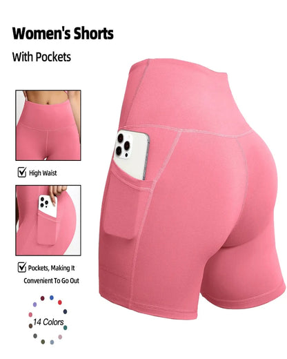 High-Waisted Tummy Control Athletic Shorts with Side Pockets