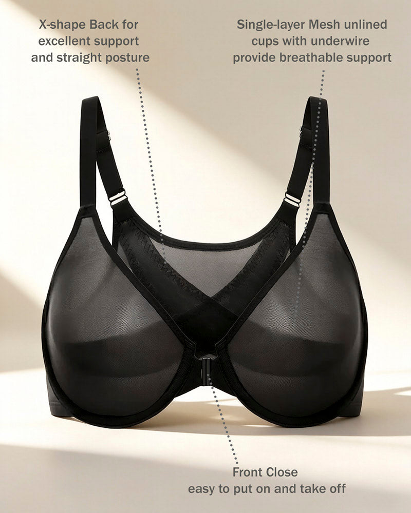 All-Day Comfort Front Closure Mesh Bra