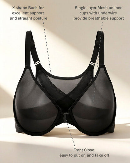 All-Day Comfort Front Closure Mesh Bra