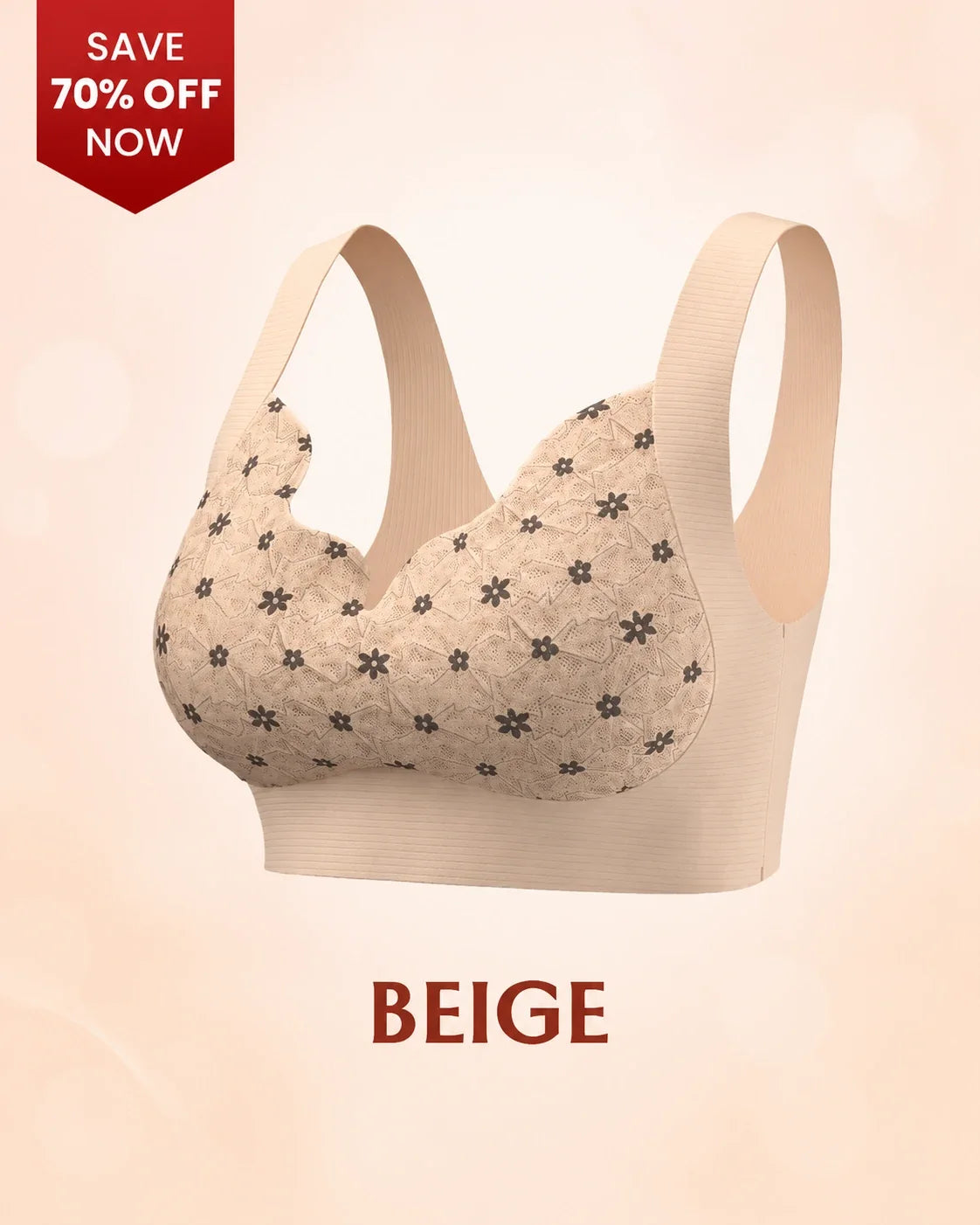 Seamless Wire-Free Push-Up Bra with Full Coverage Support