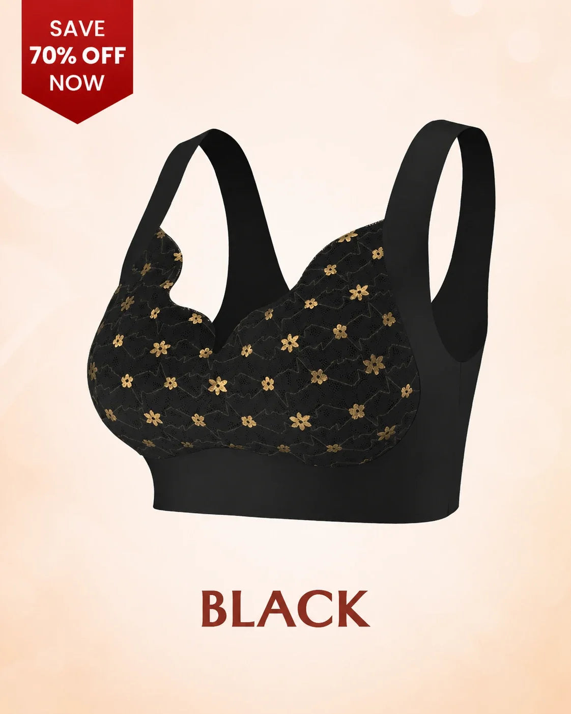 Seamless Wire-Free Push-Up Bra with Full Coverage Support