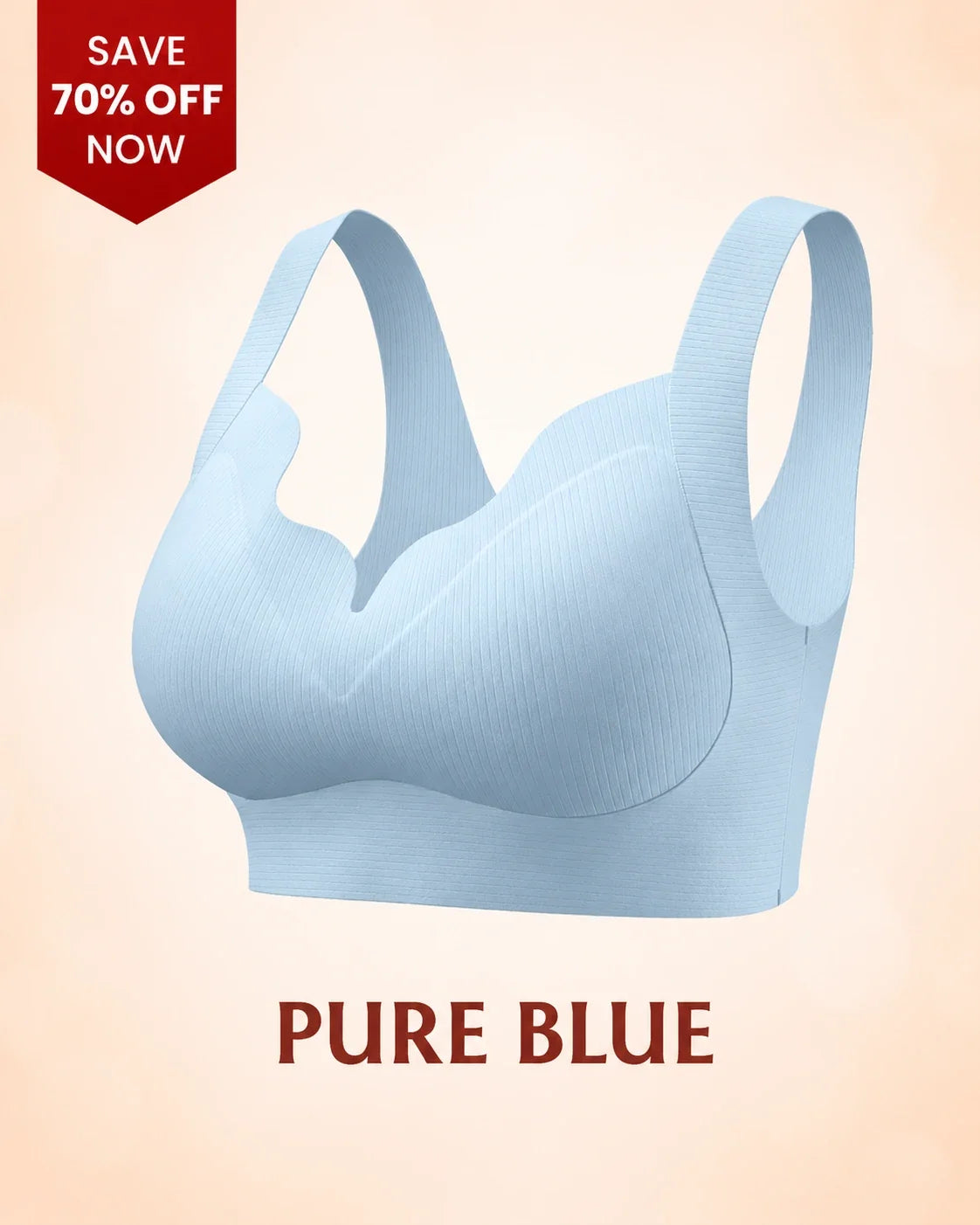 Seamless Wire-Free Push-Up Bra with Full Coverage Support
