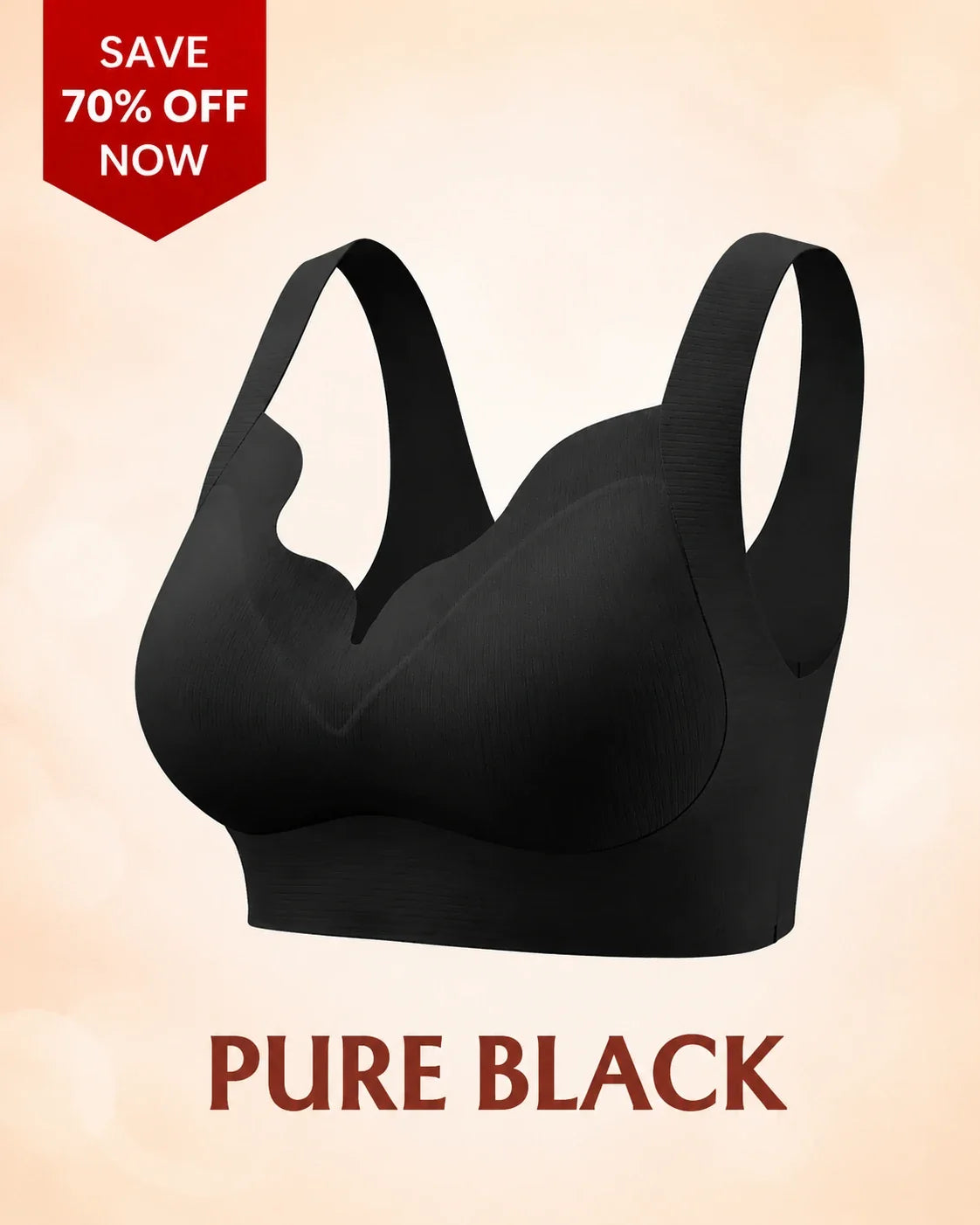 Seamless Wire-Free Push-Up Bra with Full Coverage Support