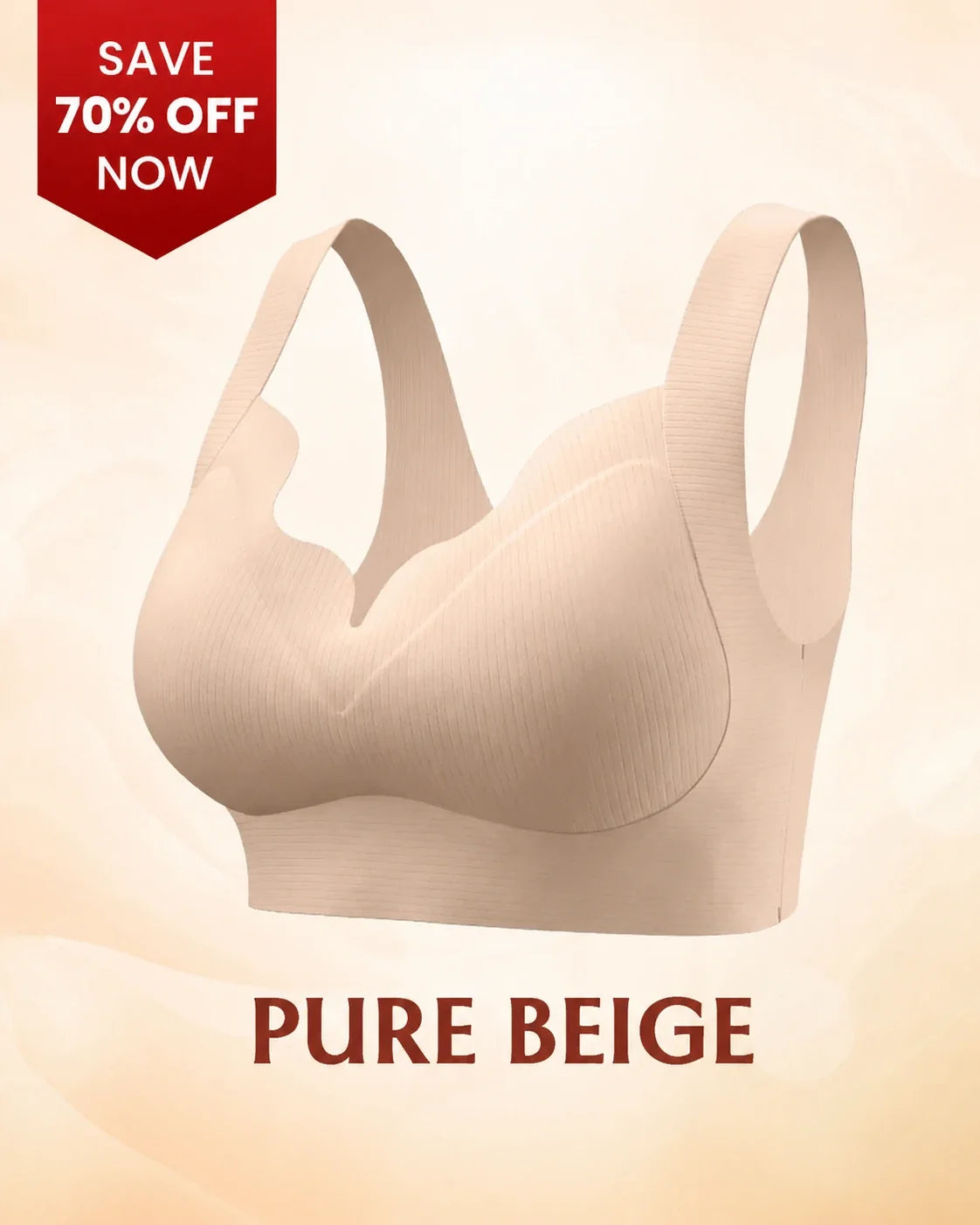 Seamless Wire-Free Push-Up Bra with Full Coverage Support