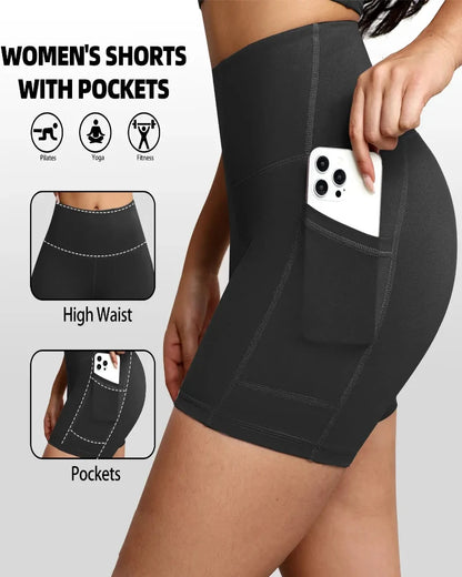 High-Waisted Tummy Control Athletic Shorts with Side Pockets