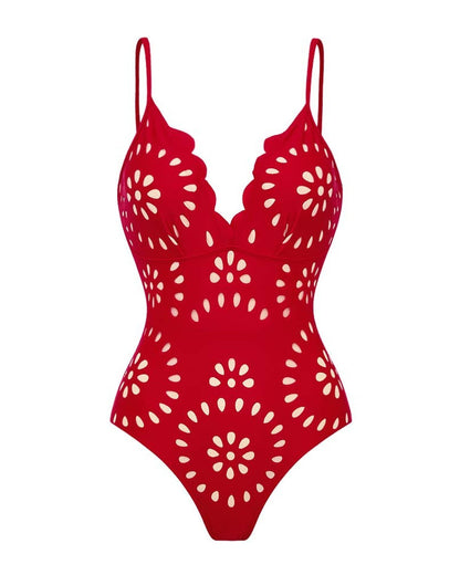Shapecurve® Flower Hollow One Piece Swimsuit and Skirt