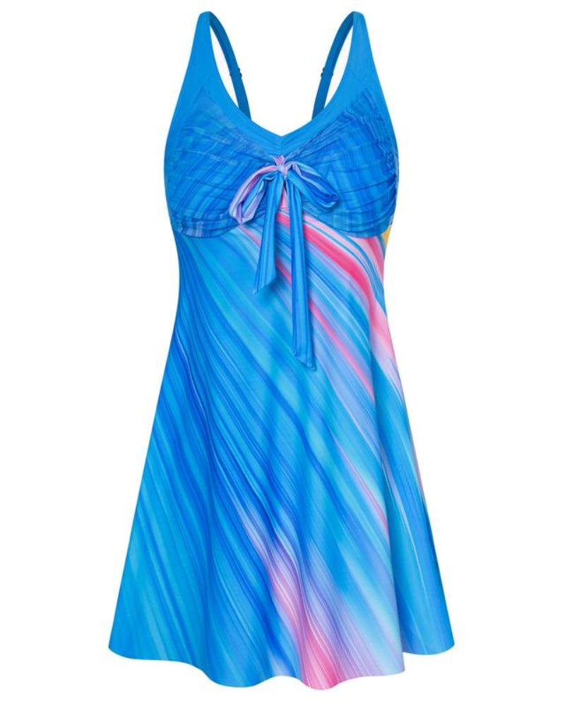 Women's Two Piece Swim Dress Plus Size Tummy Control Tankinis Swimdress Floral Printed Swimwear Swimsuits with Boyshort