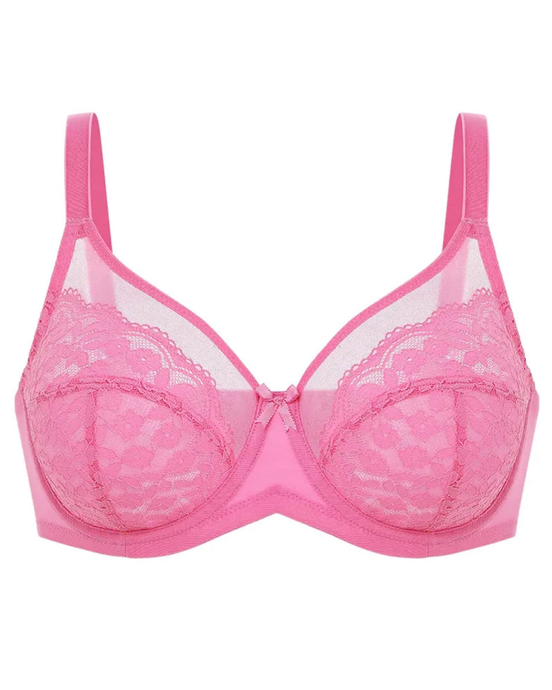 Floral lace shaping plus size bra