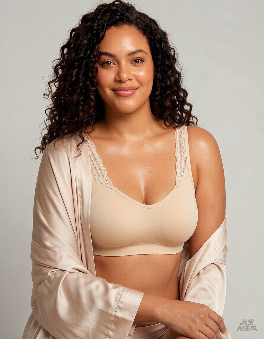 Wireless Seamless Bra with Lace Straps and Invisible Fit