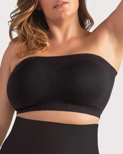 Convertible Strapless Bandeau Bra with Wireless Comfort, Anti-Slip Grip & Removable Straps