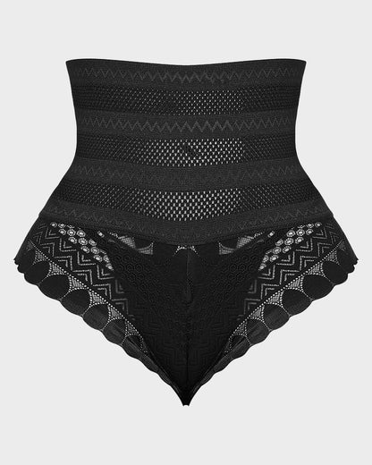 High-Waist Lace Mesh Shaping Panty