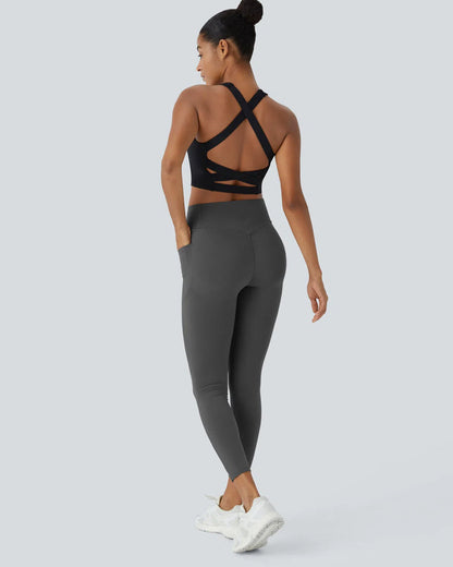 High Waisted Tummy Control Workout Leggings with Side Pockets
