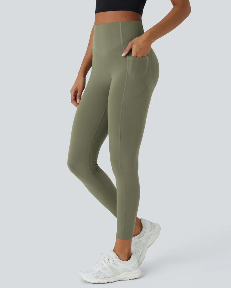 High Waisted Tummy Control Workout Leggings with Side Pockets
