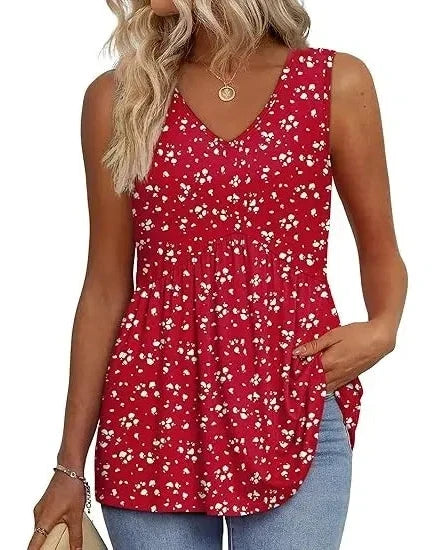 Women’s Peplum Tank Tops Sleeveless V-Neck Stretchy Summer Babydoll Tops