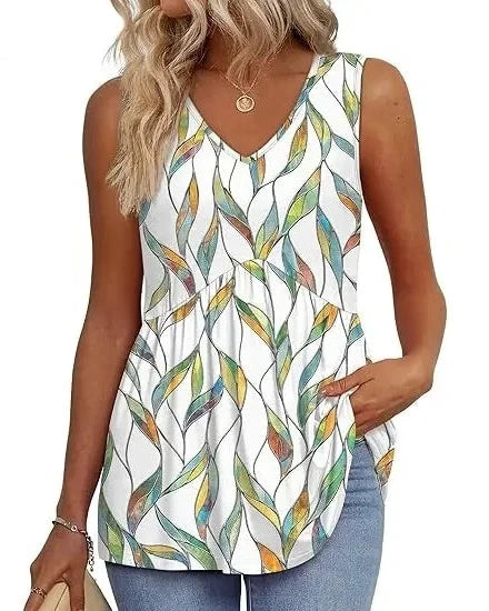 Women’s Peplum Tank Tops Sleeveless V-Neck Stretchy Summer Babydoll Tops