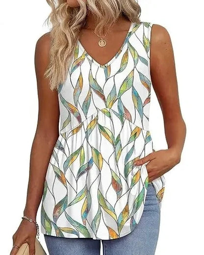 Women’s Peplum Tank Tops Sleeveless V-Neck Stretchy Summer Babydoll Tops
