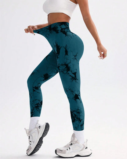 Tie Dye Wide Waistband Sports Leggings