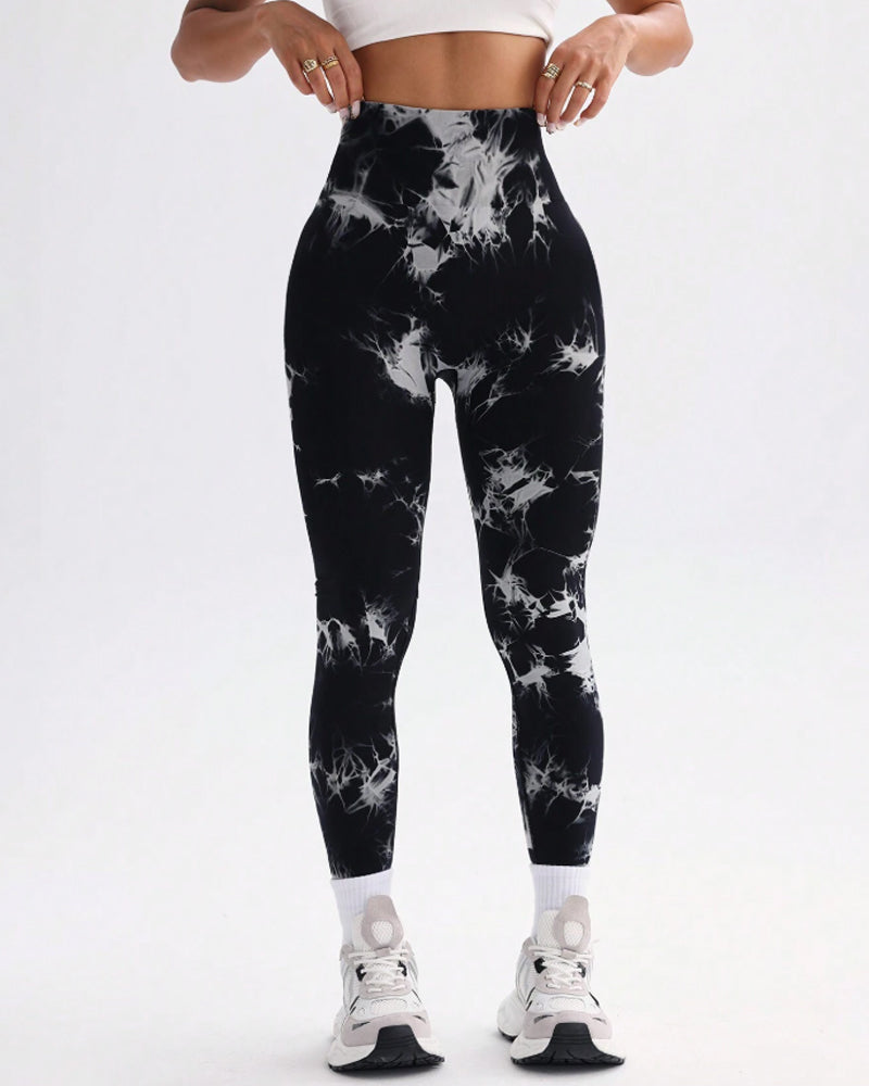 Tie Dye Wide Waistband Sports Leggings