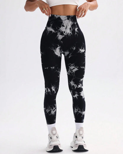 Tie Dye Wide Waistband Sports Leggings