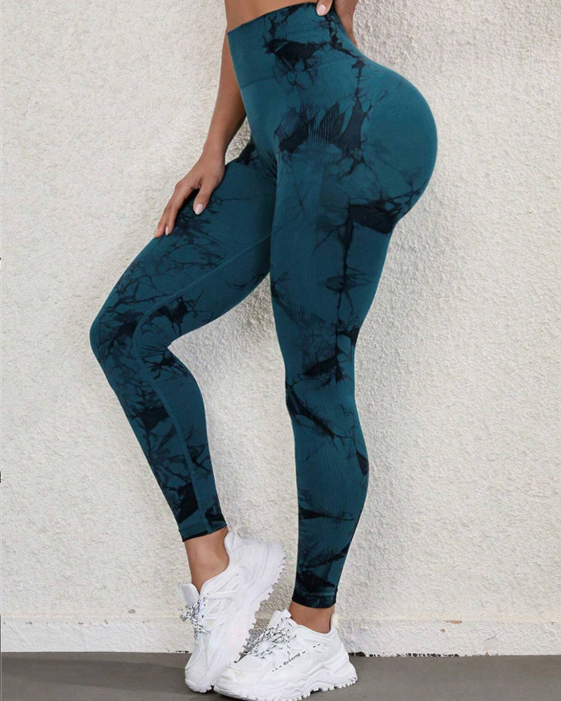 Tie Dye Wide Waistband Sports Leggings
