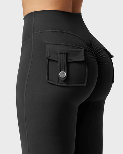 Flared Butt Lifting Leggings with Pockets